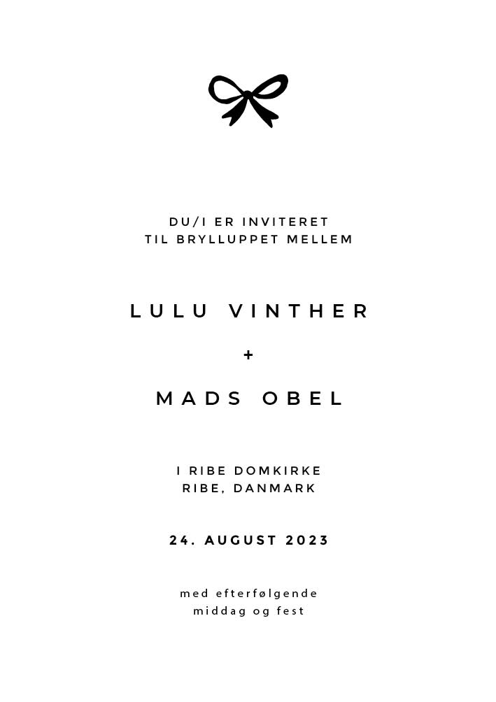 Minimalistisk - Lulu og Mads Bryllupsinvitation